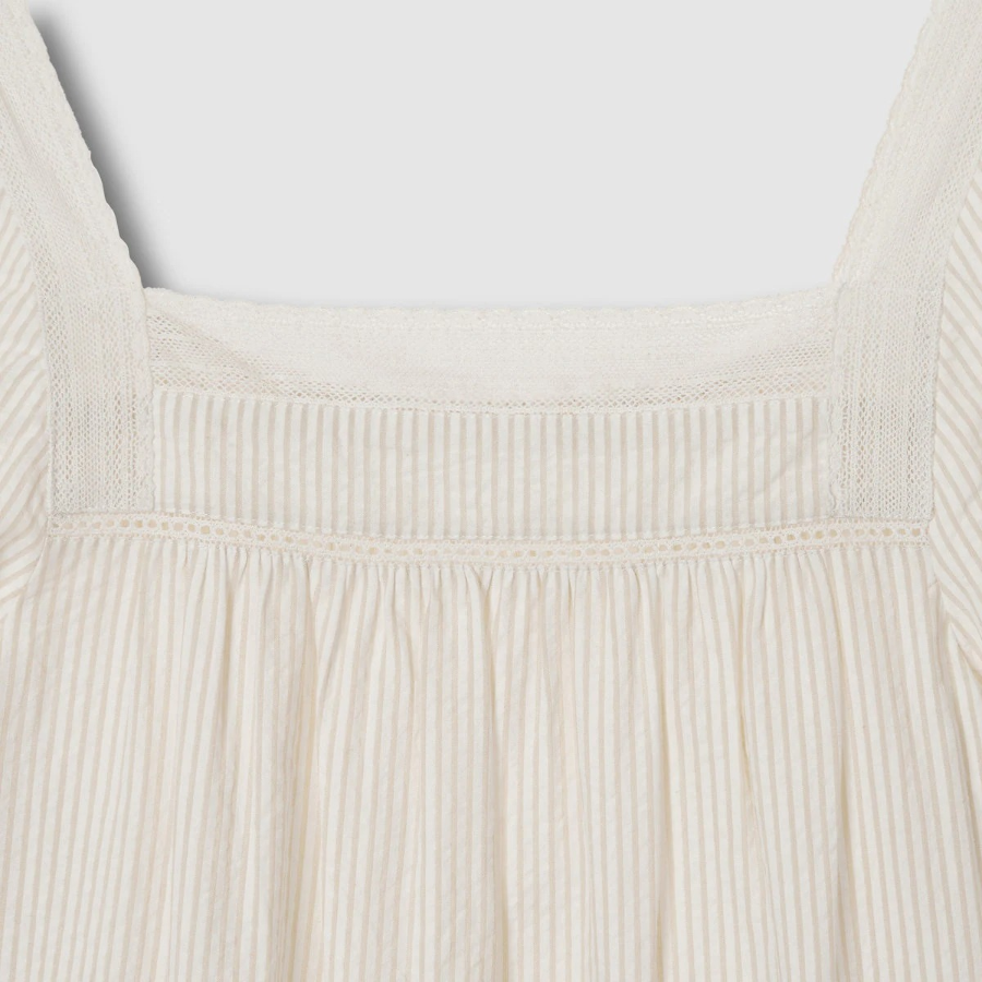 JAJU Seersucker Shirring Short-Sleeve Pajama Set (Light Beige) — лёгкость и комфорт в жаркие дни