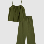 JAJU Cotton Stripe Sleeveless Pajama Set (Dark Khaki) — удобство и стиль в каждой детали
