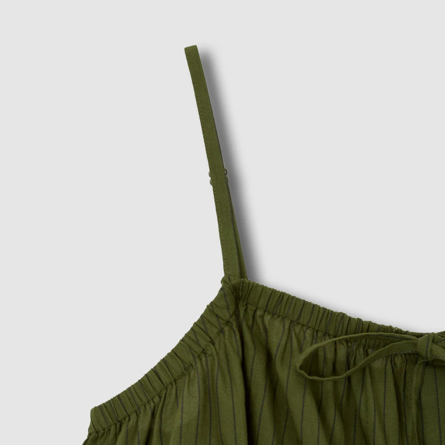 JAJU Cotton Stripe Sleeveless Pajama Set (Dark Khaki) — удобство и стиль в каждой детали