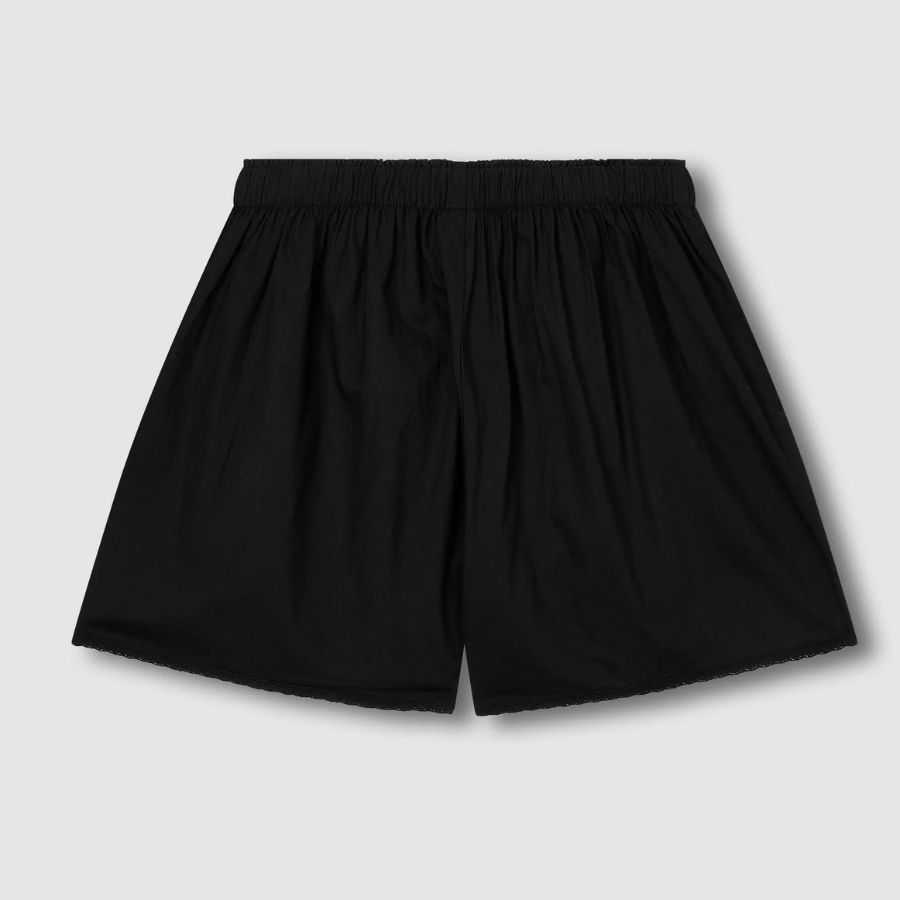 JAJU Eyelet Short-Sleeve Pajama Set (Black) — лёгкость и утончённость для домашнего уюта