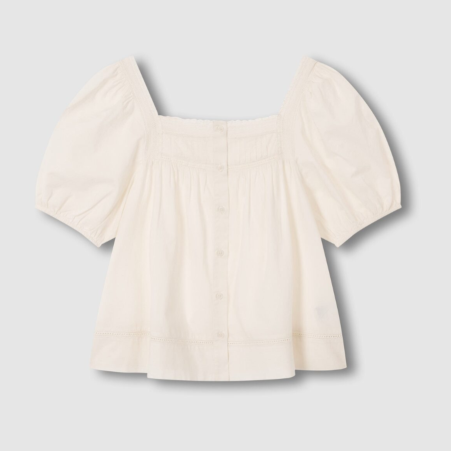 JAJU Eyelet Short-Sleeve Pajama Set (Ivory) — невесомый комфорт и нежный стиль для тёплых дней