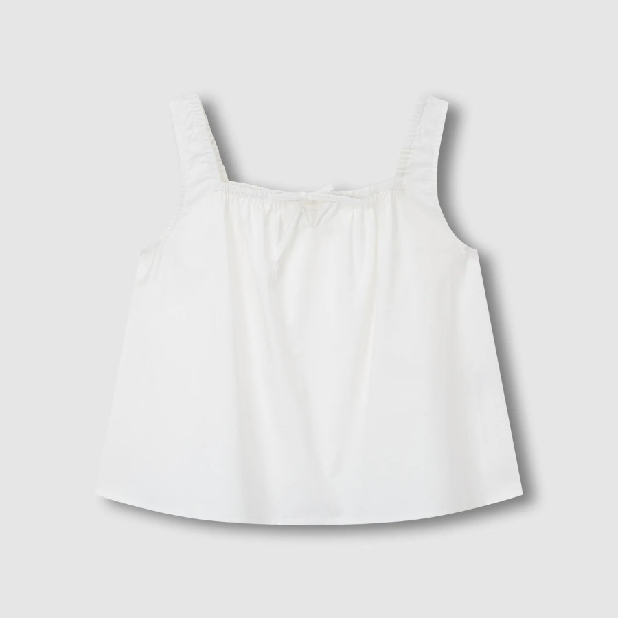 JAJU 60-Count Cotton Shirred Sleeveless Pajama Set (White) — деликатная простота и свобода движений