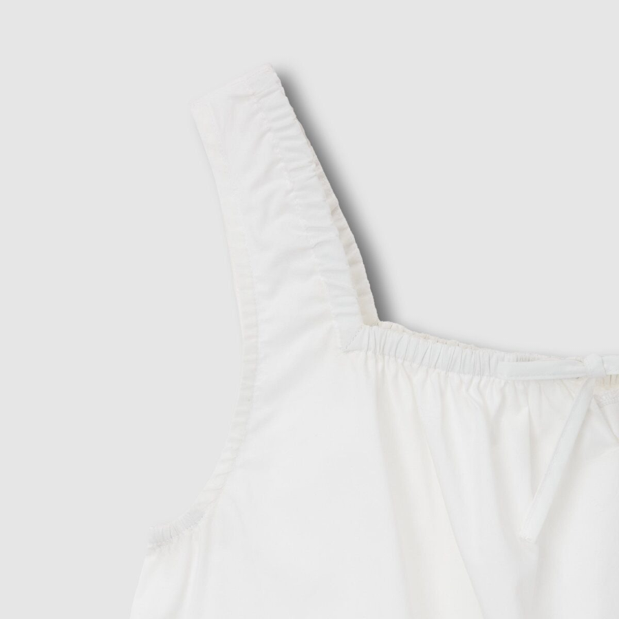 JAJU 60-Count Cotton Shirred Sleeveless Pajama Set (White) — деликатная простота и свобода движений