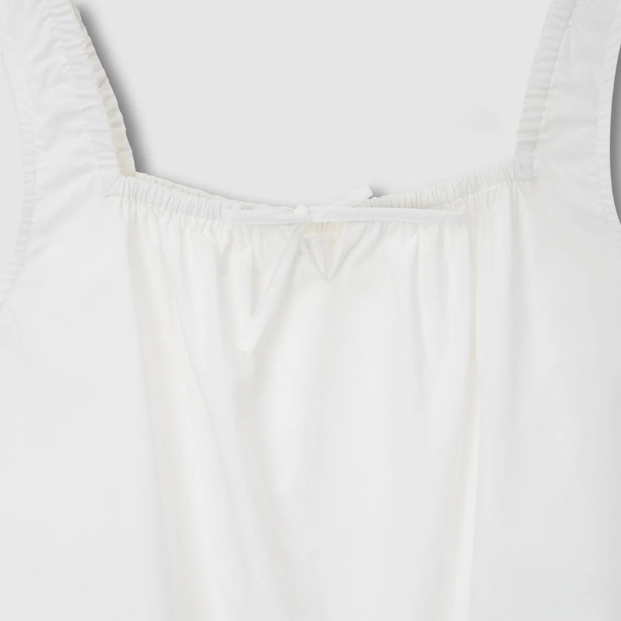 JAJU 60-Count Cotton Shirred Sleeveless Pajama Set (White) — деликатная простота и свобода движений