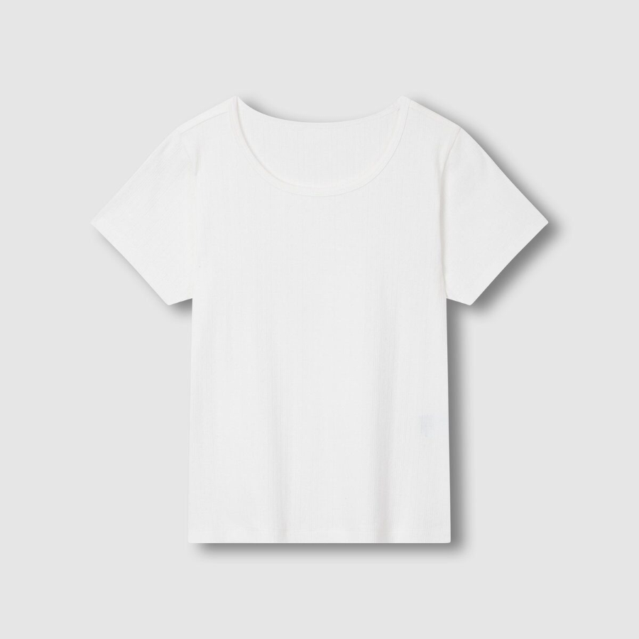 JAJU Pointelle Short-Sleeve Lounge Set (White) — домашний уют в минималистичном стиле