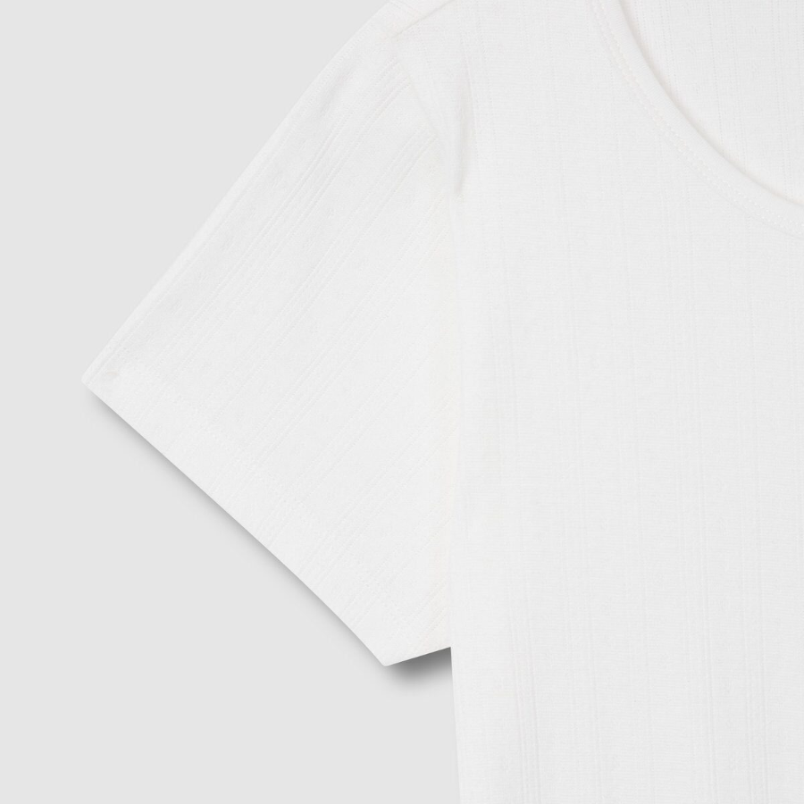 JAJU Pointelle Short-Sleeve Lounge Set (White) — домашний уют в минималистичном стиле