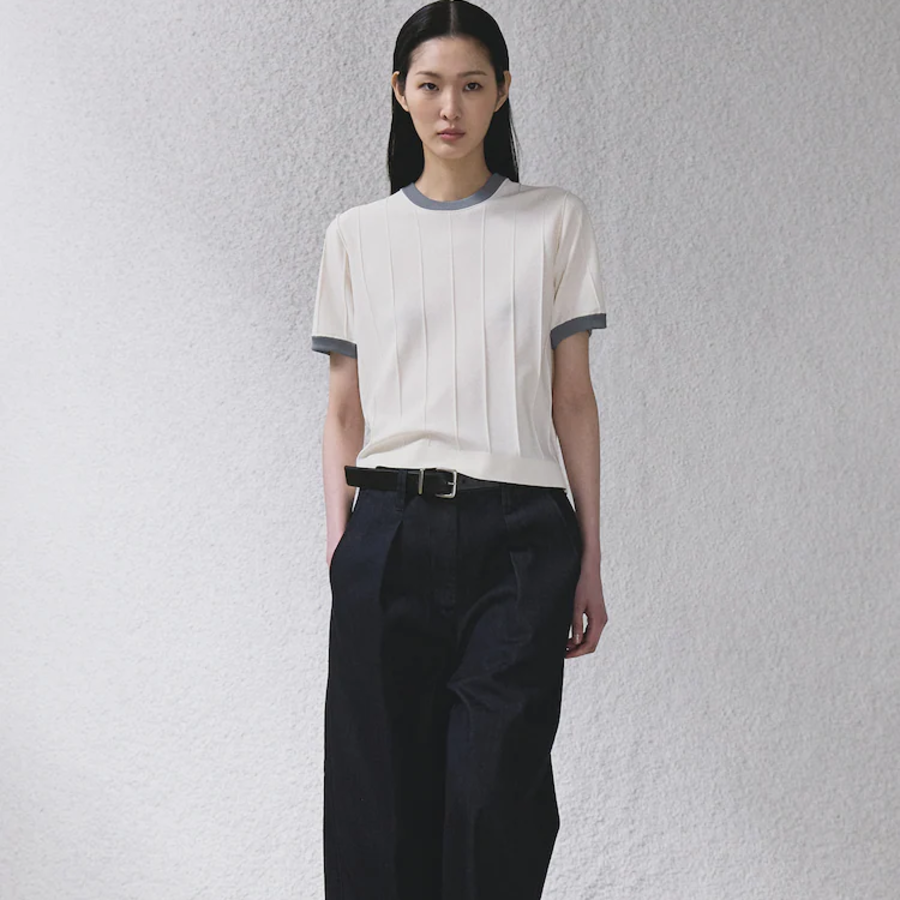 KUHO Cotton Tuck Tapered Pants (Denim) – Blue