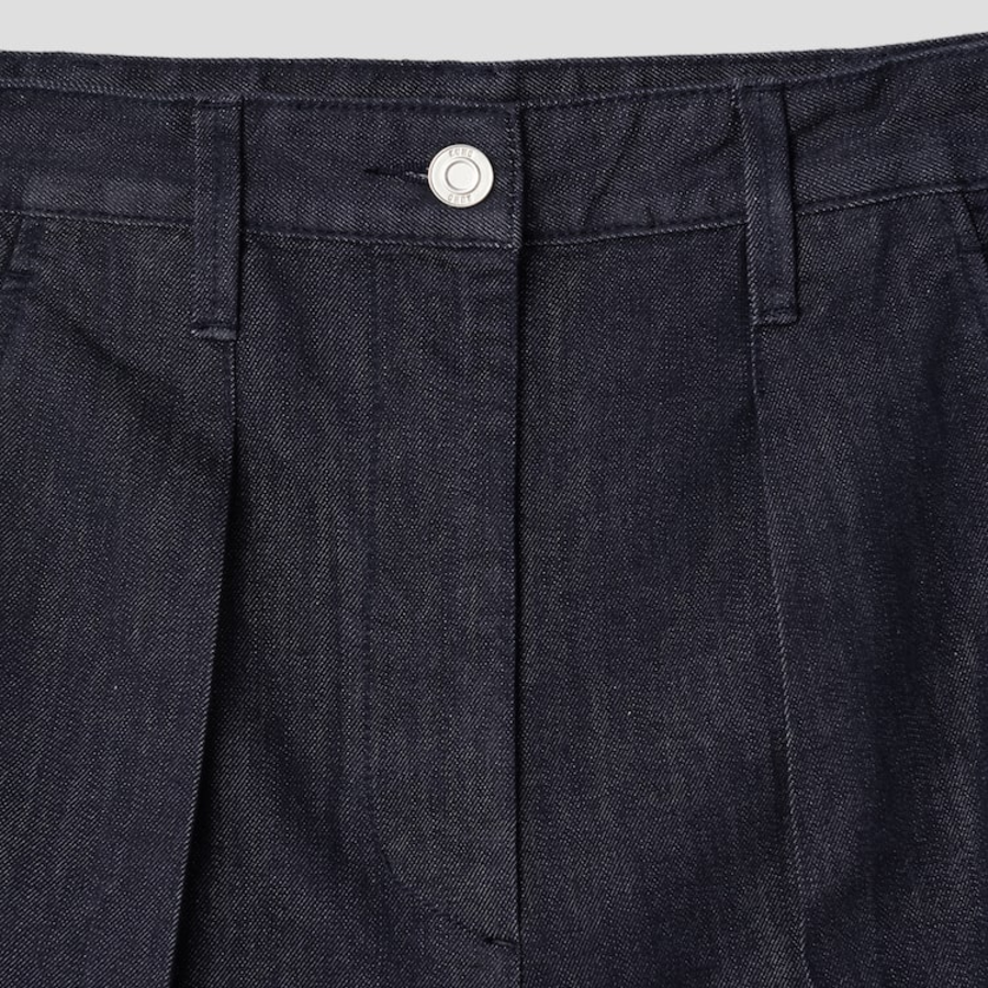 KUHO Cotton Tuck Tapered Pants (Denim) – Blue