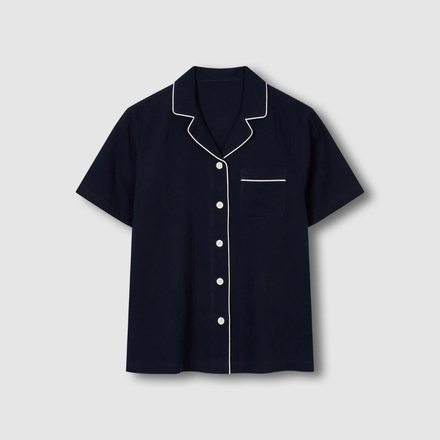 JAJU Summer Double Cotton 3-Piece Pajama Set (Navy) — лёгкость и комфорт на каждый вечер