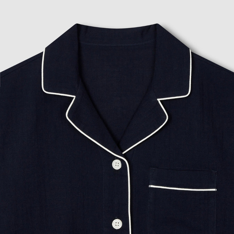 JAJU Summer Double Cotton 3-Piece Pajama Set (Navy) — лёгкость и комфорт на каждый вечер