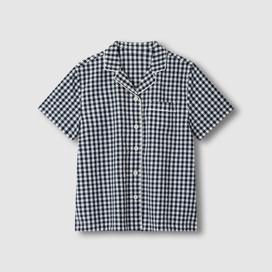 JAJU Seersucker 5-Piece Pajama Set (Light Navy) — идеальный выбор для комфортных летних вечеров