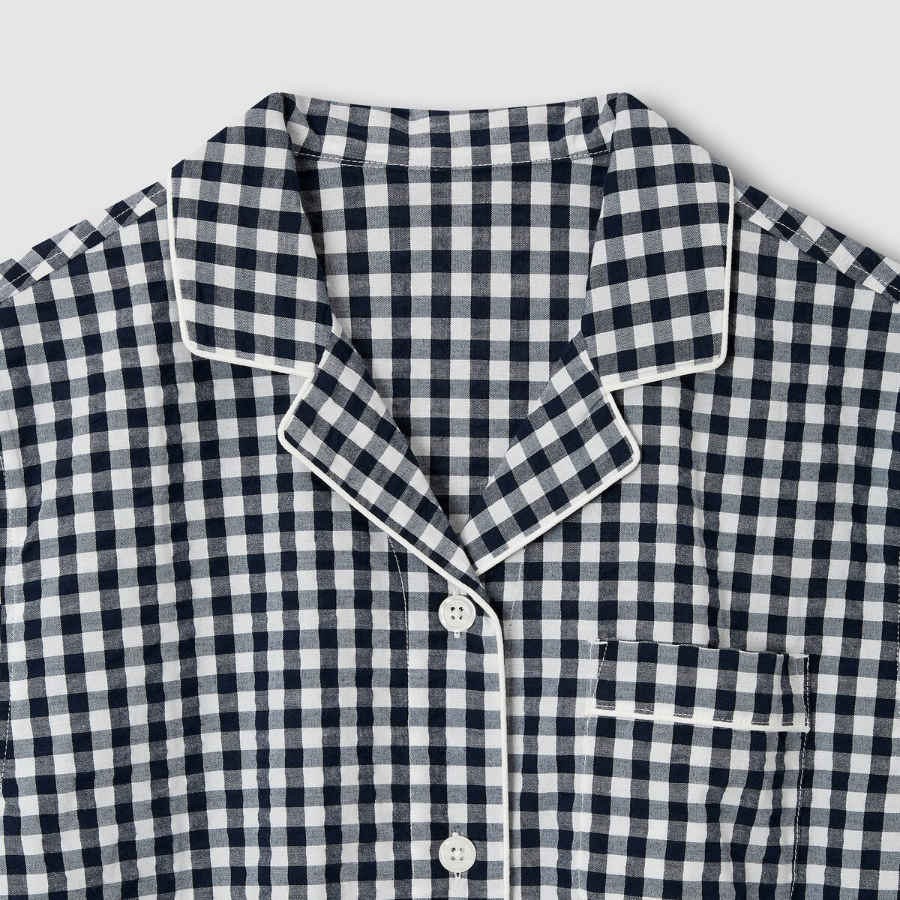 JAJU Seersucker 5-Piece Pajama Set (Light Navy) — идеальный выбор для комфортных летних вечеров