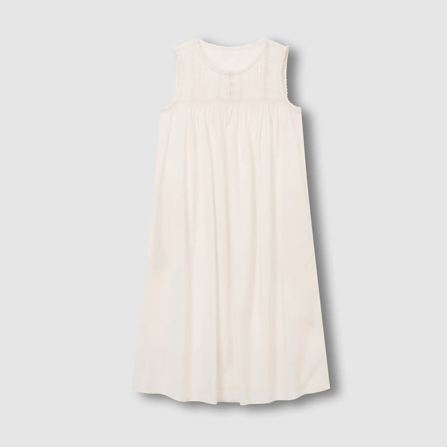 JAJU Eyelet Sleeveless Pajama Dress (Ivory) — изысканная лёгкость для летнего сна