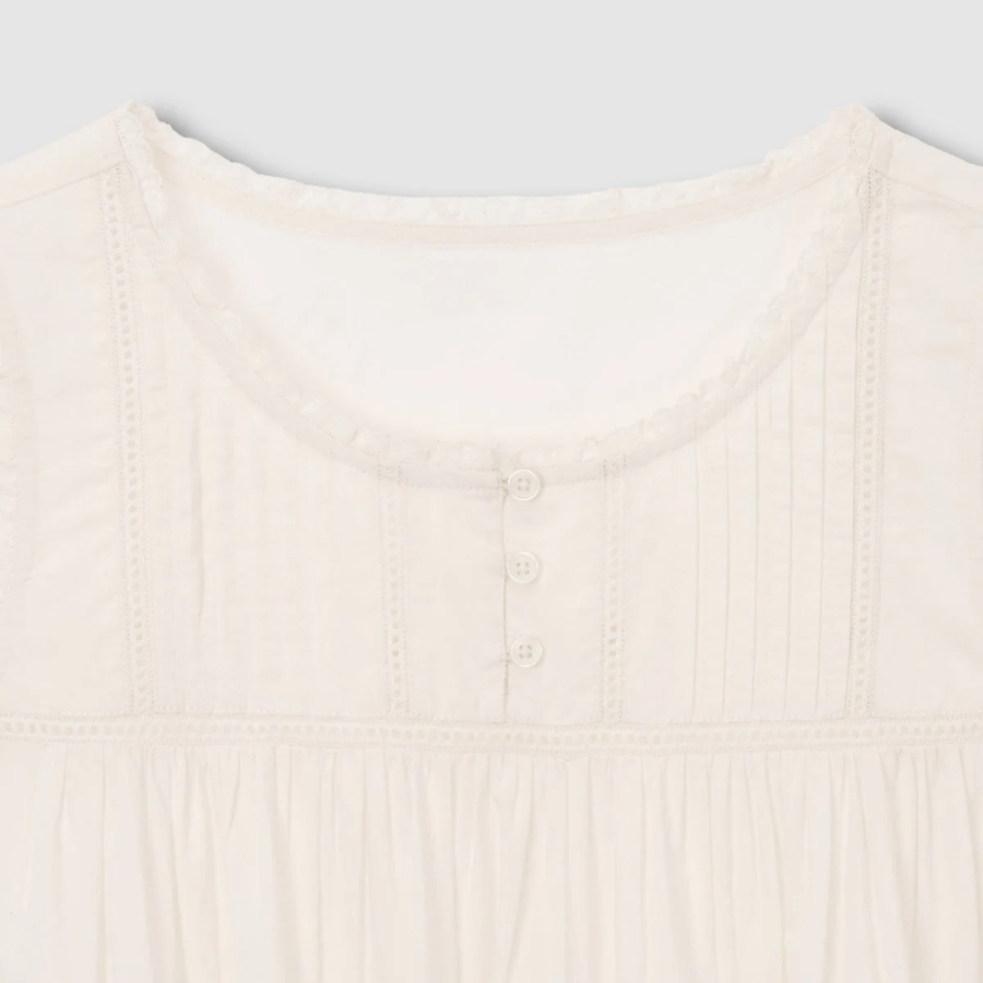 JAJU Eyelet Sleeveless Pajama Dress (Ivory) — изысканная лёгкость для летнего сна