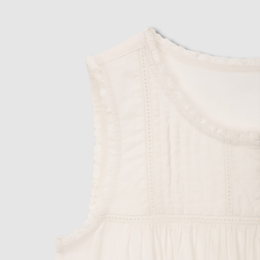 JAJU Eyelet Sleeveless Pajama Dress (Ivory) — изысканная лёгкость для летнего сна