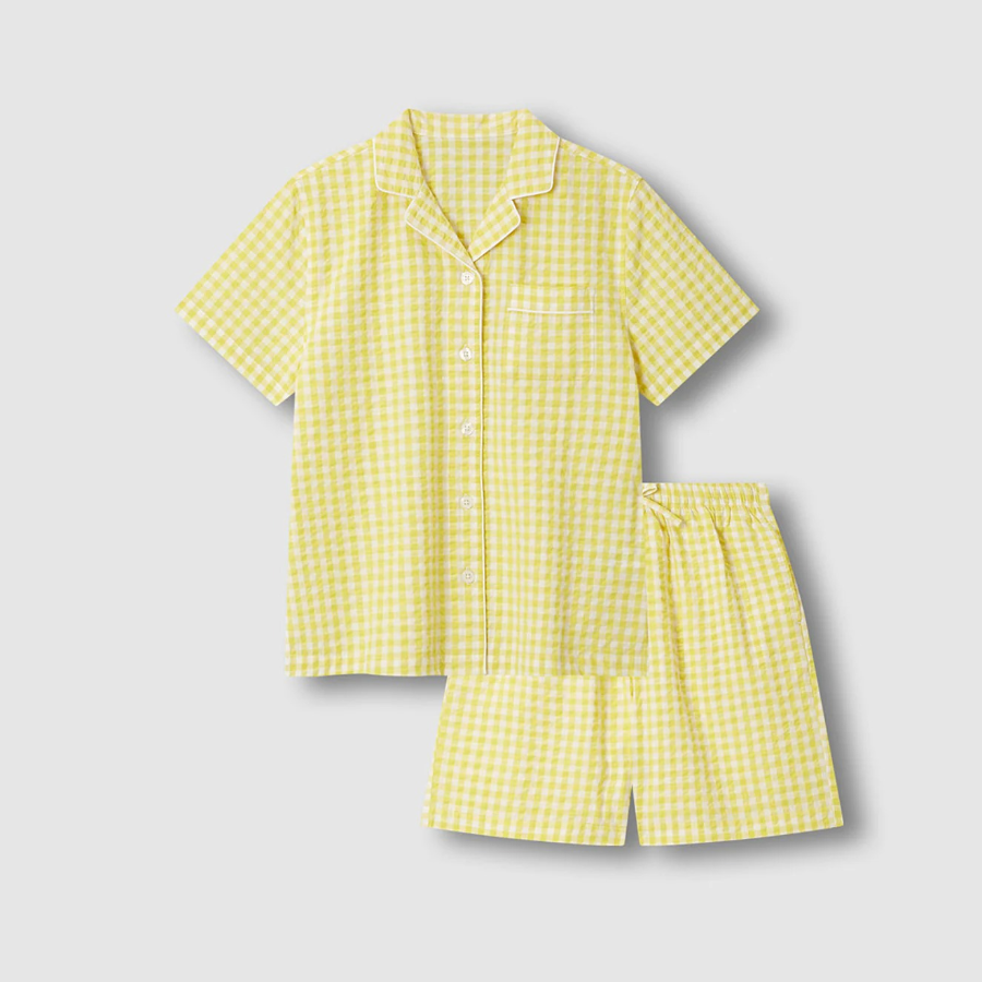 JAJU Seersucker 5-Part Pajama Set (Yellow) — лёгкость и прохлада для летних ночей