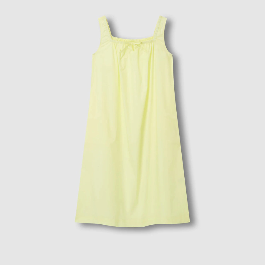 JAJU 60s Cotton Shirred Sleeveless Pajama Dress (Yellow) — нежность и комфорт для тёплых ночей