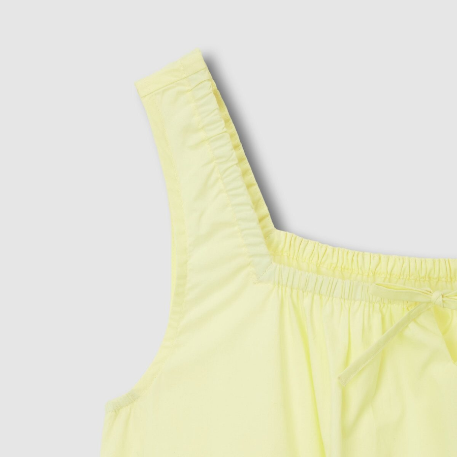JAJU 60s Cotton Shirred Sleeveless Pajama Dress (Yellow) — нежность и комфорт для тёплых ночей