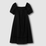 JAJU Eyelet Short Sleeve Pajama Dress (Black) — изящность и комфорт для домашнего отдыха