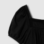 JAJU Eyelet Short Sleeve Pajama Dress (Black) — изящность и комфорт для домашнего отдыха