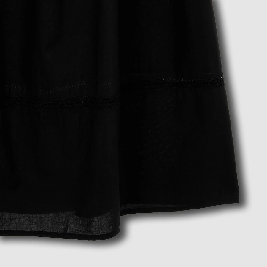 JAJU Eyelet Short Sleeve Pajama Dress (Black) — изящность и комфорт для домашнего отдыха