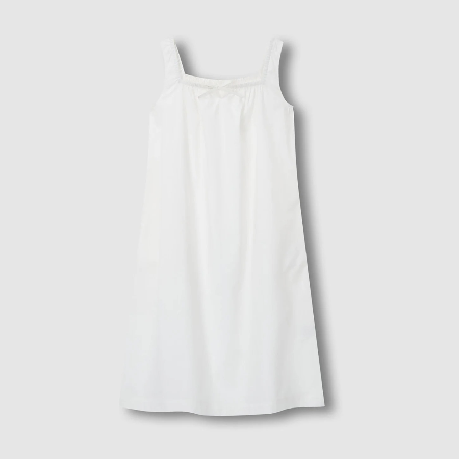JAJU 60s Cotton Shirred Sleeveless Pajama Dress (White) — нежность и комфорт для летних ночей