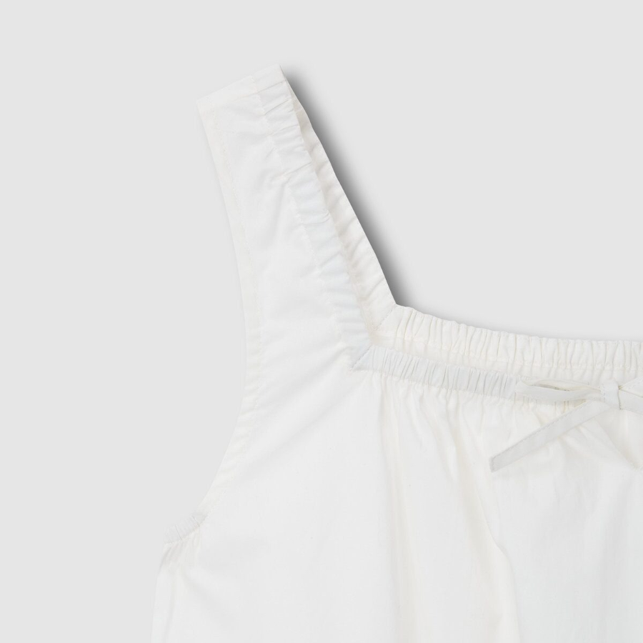 JAJU 60s Cotton Shirred Sleeveless Pajama Dress (White) — нежность и комфорт для летних ночей