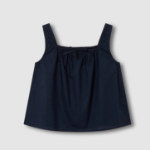 JAJU 60s Cotton Shirred Sleeveless Pajama Shirt (Navy) — лёгкость и комфорт в лаконичном исполнении