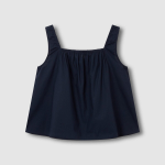 JAJU 60s Cotton Shirred Sleeveless Pajama Shirt (Navy) — лёгкость и комфорт в лаконичном исполнении