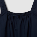 JAJU 60s Cotton Shirred Sleeveless Pajama Shirt (Navy) — лёгкость и комфорт в лаконичном исполнении