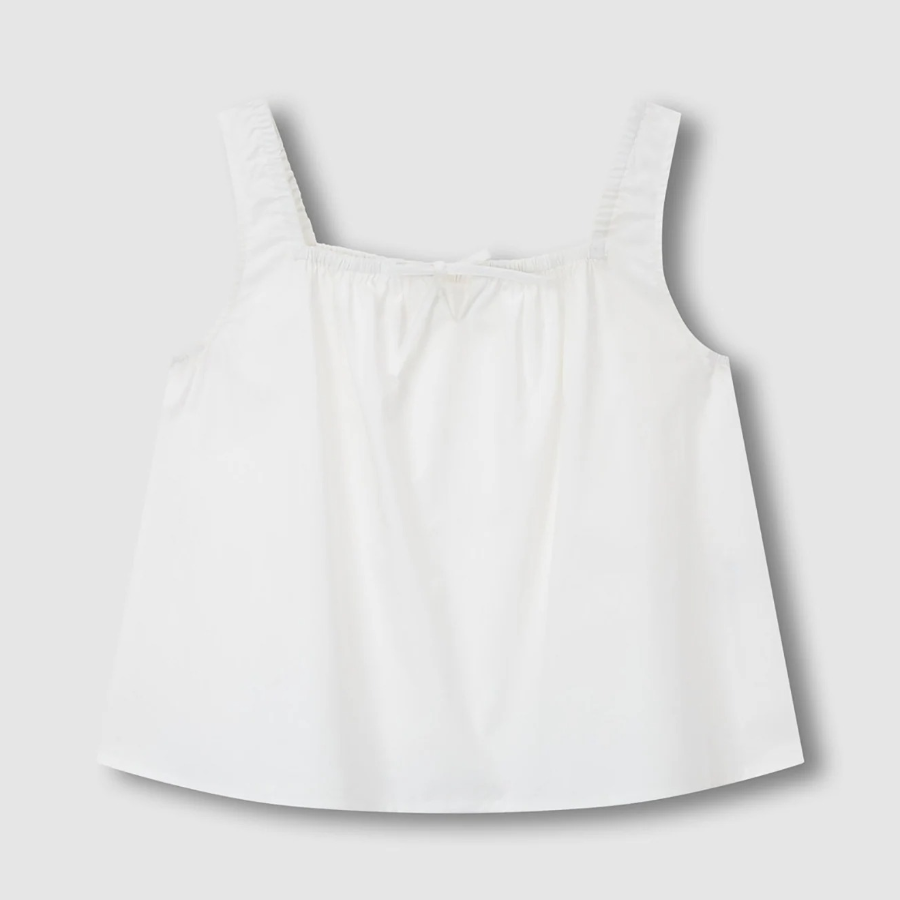 JAJU 60s Cotton Shirred Sleeveless Pajama Shirt (White) — базовая лёгкость и абсолютный комфорт