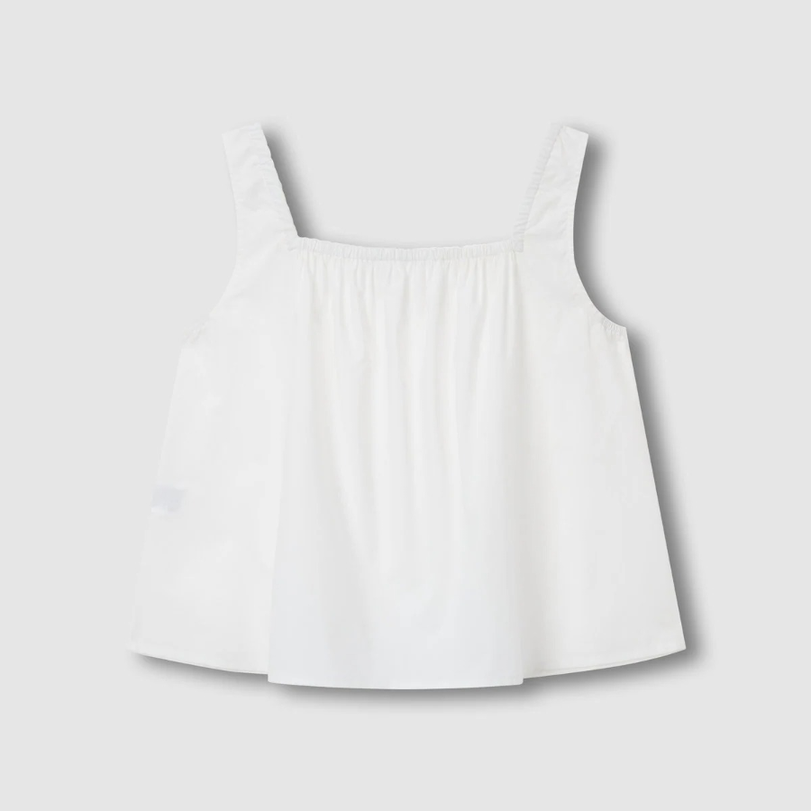 JAJU 60s Cotton Shirred Sleeveless Pajama Shirt (White) — базовая лёгкость и абсолютный комфорт