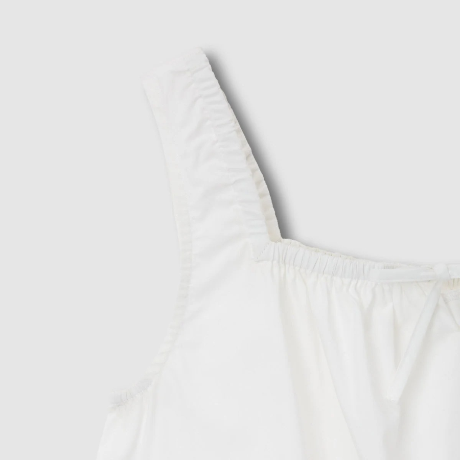 JAJU 60s Cotton Shirred Sleeveless Pajama Shirt (White) — базовая лёгкость и абсолютный комфорт