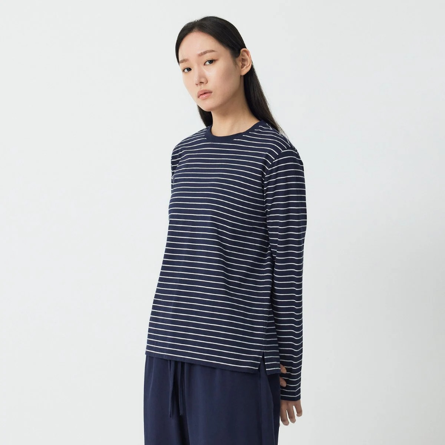 JAJU Smart Cotton Long Sleeve Pajama T-Shirt (Navy) — уют и функциональность на каждый день