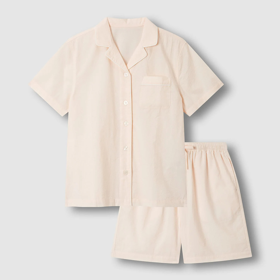 JAJU Seersucker 5-Part Pajama Set (Pink) — лёгкость и комфорт в летнем исполнении