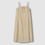 JAJU Cotton Stripe Sleeveless Pajama Dress (Dark Beige) — комфорт и элегантность для домашнего отдыха