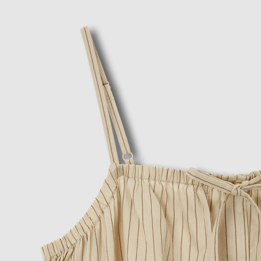 JAJU Cotton Stripe Sleeveless Pajama Dress (Dark Beige) — комфорт и элегантность для домашнего отдыха