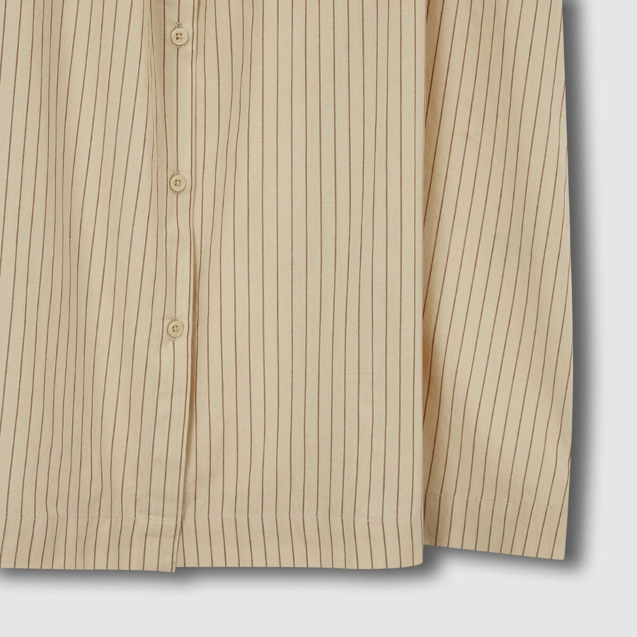 JAJU Cotton Stripe Sleeveless Pajama Dress (Dark Beige) — комфорт и элегантность для домашнего отдыха