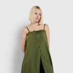 JAJU Cotton Stripe Sleeveless Pajama Dress (Dark Khaki) — комфорт и стиль для домашнего отдыха
