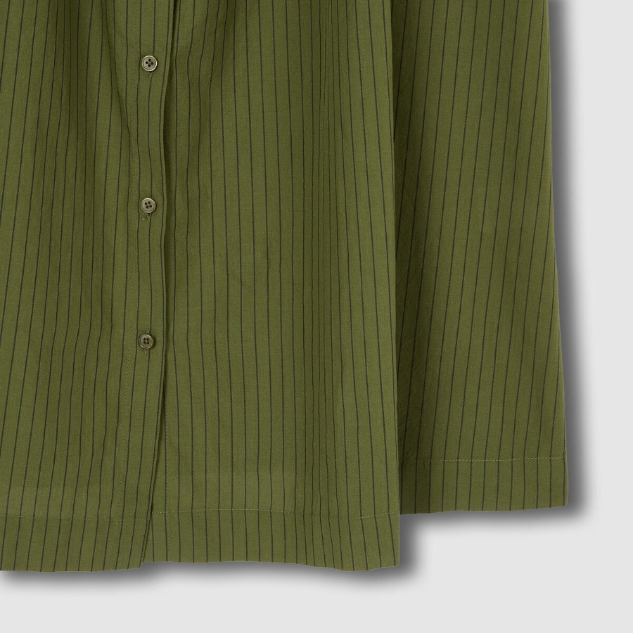 JAJU Cotton Stripe Sleeveless Pajama Dress (Dark Khaki) — комфорт и стиль для домашнего отдыха