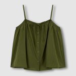 JAJU Cotton Stripe Sleeveless Pajama Shirt (Dark Khaki) — лёгкость и стиль для комфортного отдыха