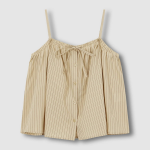 JAJU Cotton Stripe Sleeveless Pajama Shirt (Dark Beige) — комфорт и стиль для вашего отдыха