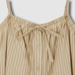 JAJU Cotton Stripe Sleeveless Pajama Shirt (Dark Beige) — комфорт и стиль для вашего отдыха