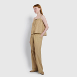 JAJU Cotton Stripe Sleeveless Pajama Shirt (Dark Beige) — комфорт и стиль для вашего отдыха
