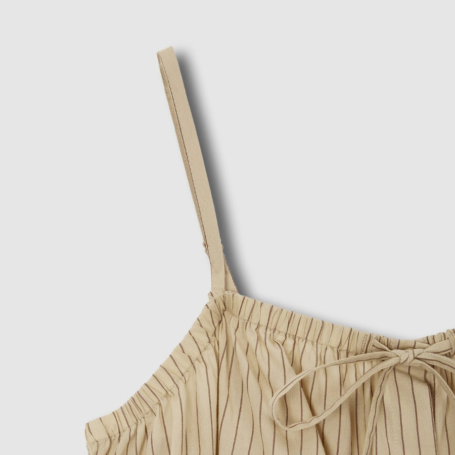 JAJU Cotton Stripe Sleeveless Pajama Shirt (Dark Beige) — комфорт и стиль для вашего отдыха