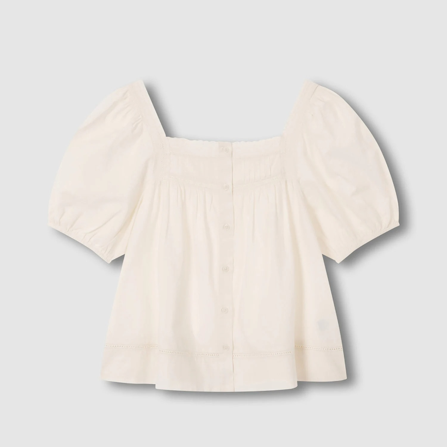 JAJU Eyelet Short Sleeve Pajama Shirt (Ivory) — изящность и комфорт для вашего отдыха