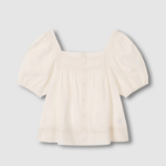 JAJU Eyelet Short Sleeve Pajama Shirt (Ivory) — изящность и комфорт для вашего отдыха