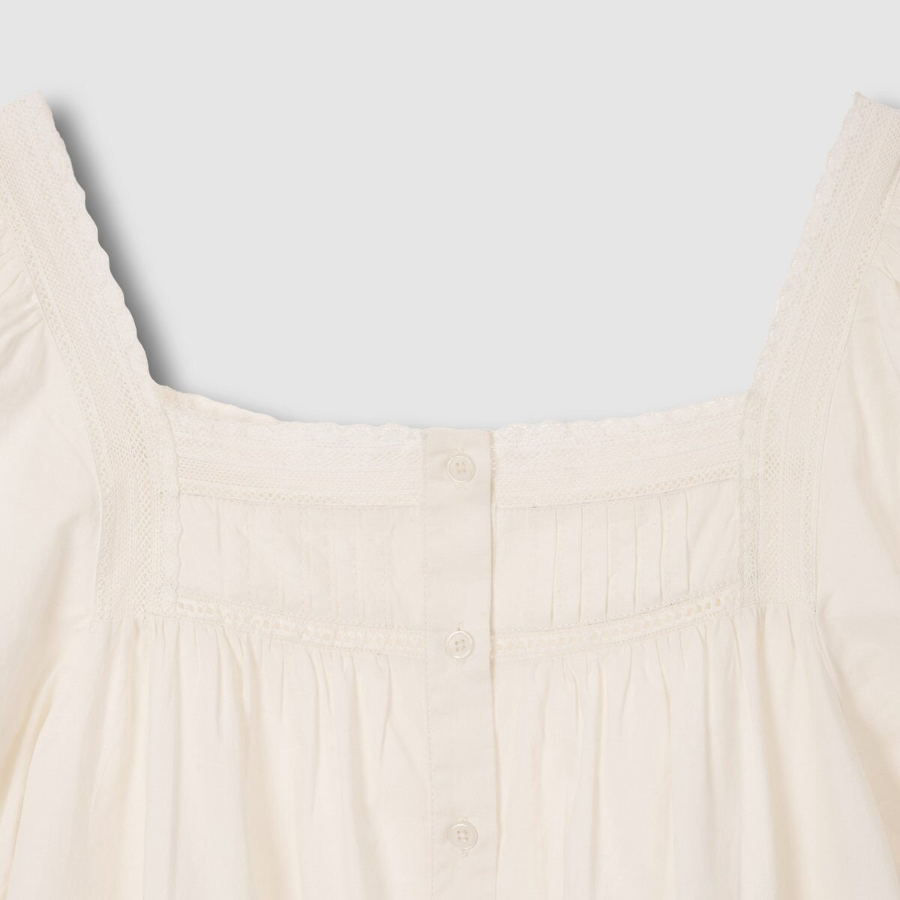 JAJU Eyelet Short Sleeve Pajama Shirt (Ivory) — изящность и комфорт для вашего отдыха