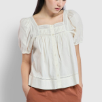 JAJU Eyelet Short Sleeve Pajama Shirt (Ivory) — изящность и комфорт для вашего отдыха