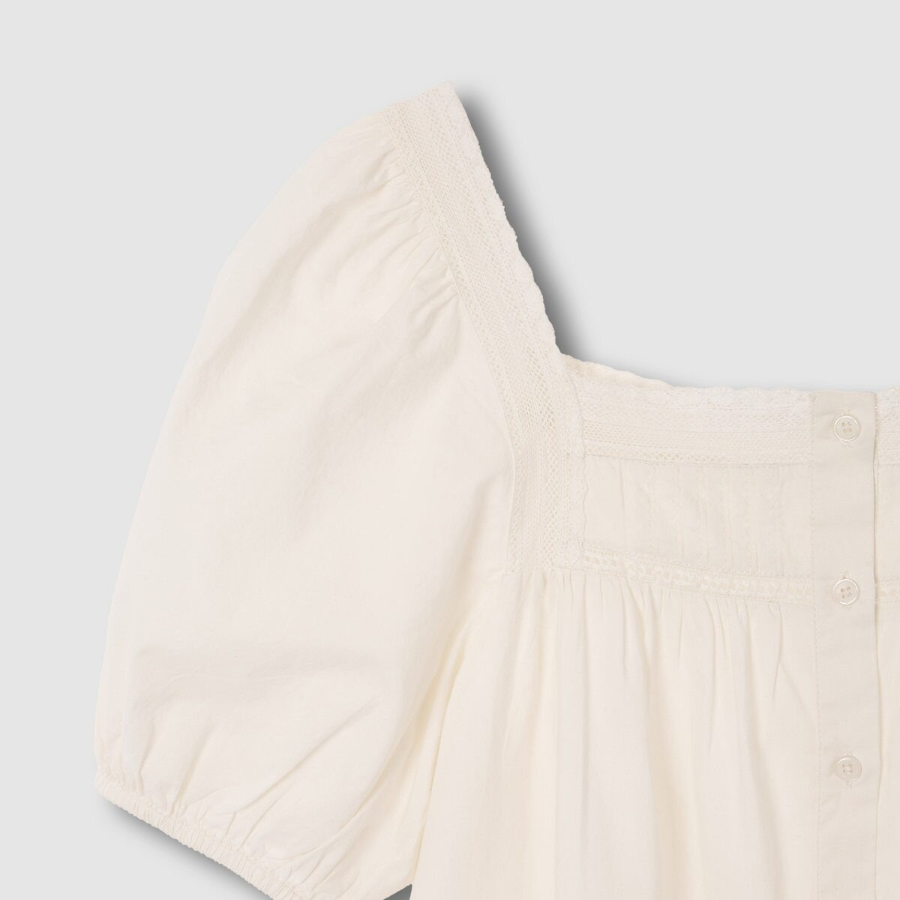 JAJU Eyelet Short Sleeve Pajama Shirt (Ivory) — изящность и комфорт для вашего отдыха